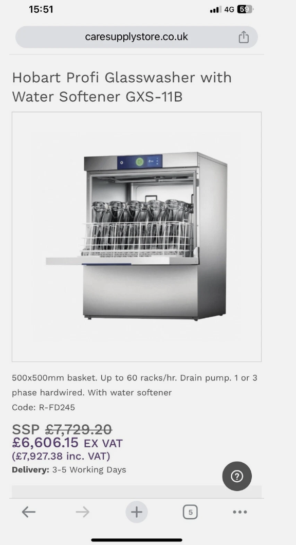 Hobart GXS-11B Under Counter Hygiene Dishwasher