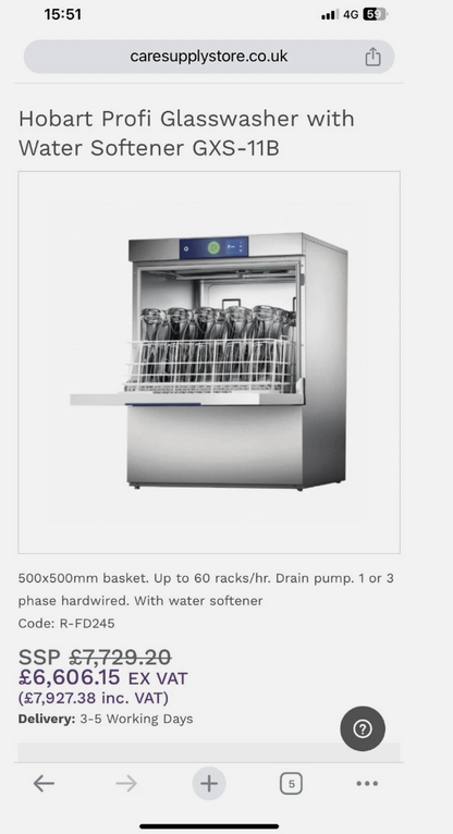 Hobart GXS-11B Under Counter Hygiene Dishwasher