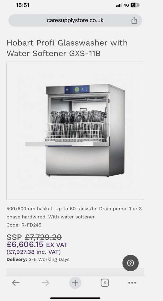 Hobart GXS-11B Under Counter Hygiene Dishwasher