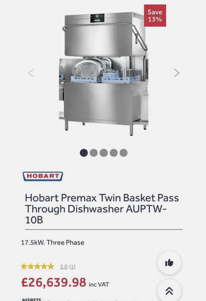HOBART PREMAX TWIN BASKET PASS-THROUGH DISHWASHER – AUPTW-10B