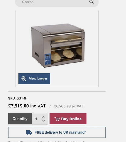 Antunes GST-2H Bun Toaster / Flat Bread Toaster