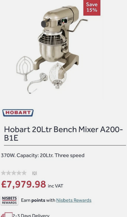 HOBART A200N 20QT DOUGH MIXER (2016 MODEL)