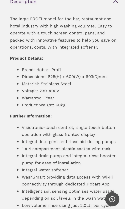 Hobart GXS-11B Under Counter Hygiene Dishwasher