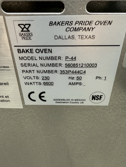 Bakers Pride Twin Deck Oven P44